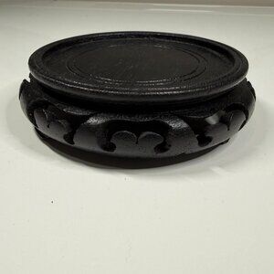 Vintage Oriental Hardwood Display Stand Black #2
